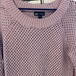 I.N. Studio Pale Pink almost mauve Crew Neck Sweater with Textured Knit